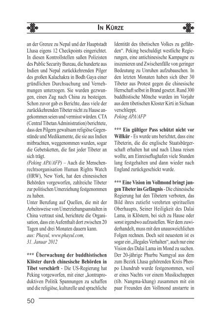 Juni 2012 64. Ausgabe STEUERLICH ABSETZBAR - Save Tibet