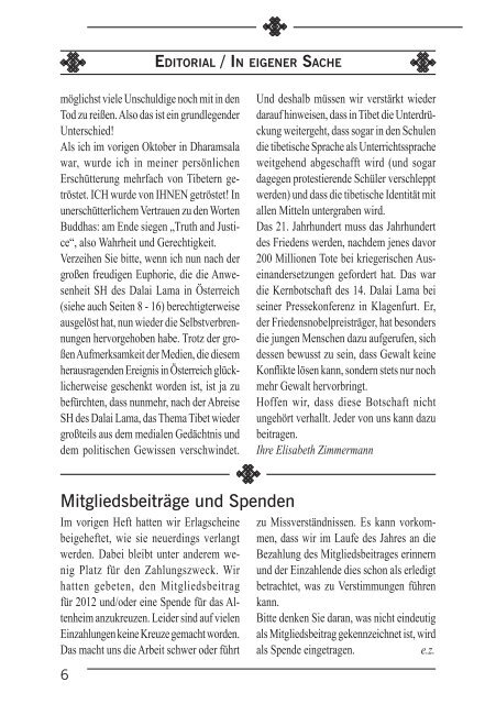 Juni 2012 64. Ausgabe STEUERLICH ABSETZBAR - Save Tibet