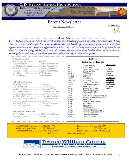 Parent Newsletter - CD Hylton High School