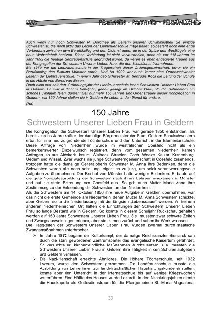 Kontakte 2007 (PDF) - LFS – Liebfrauenschule Geldern