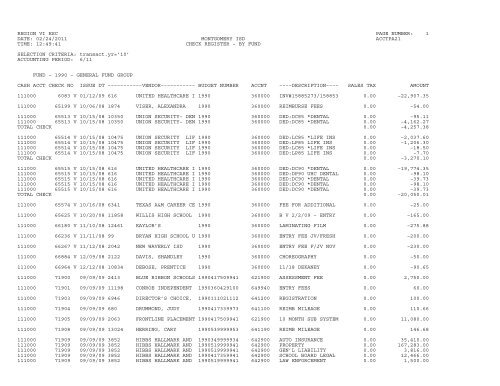 MISD 2009-2010 YTD Board Check Register - Montgomery ISD