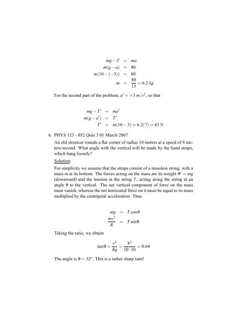 Physics 123 Quizes and Examinations Spring 2007 Porter Johnson ...