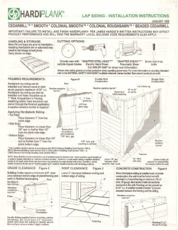 1998 Hardiplank Lap Siding Installation Instructions