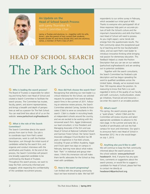 Spring Bulletin 2012 - The Park School