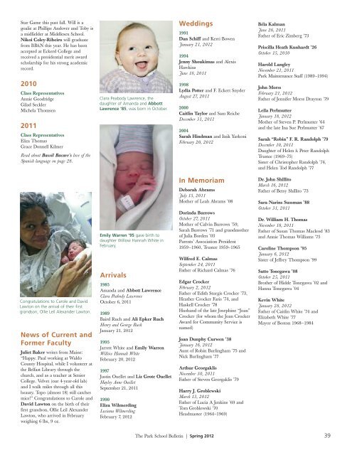 Spring Bulletin 2012 - The Park School