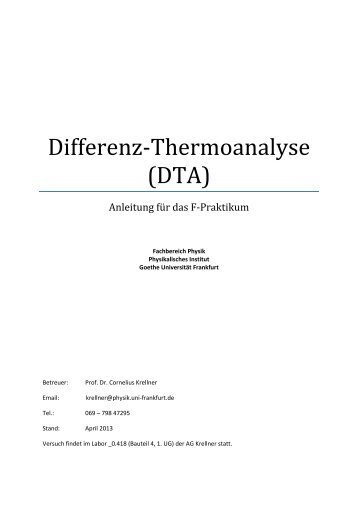 Differenz-Thermoanalyse (DTA) - Physikalisches Institut - Goethe ...