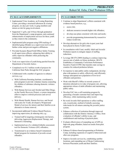 Fiscal Year 2011-2012 Adopted Budget - County of Sonoma