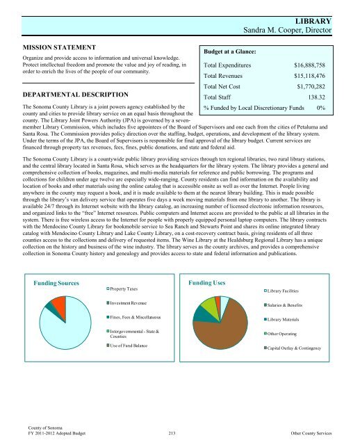 Fiscal Year 2011-2012 Adopted Budget - County of Sonoma