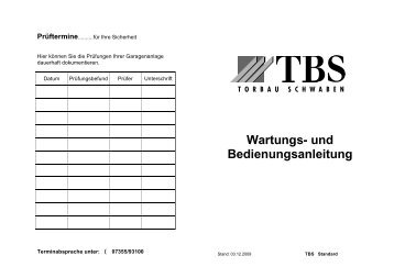 Kurzanleitung Bedienungsanleitung Schwingtor Standard Wichtige ...