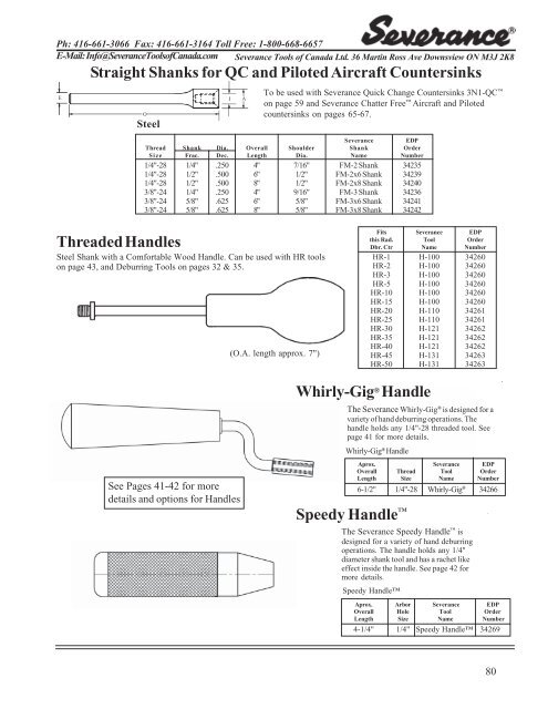 (U.S.) Catalogue - Severance Tools of Canada Ltd.