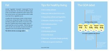 The GDA label Fat Tips for healthy living - Guideline Daily Amounts