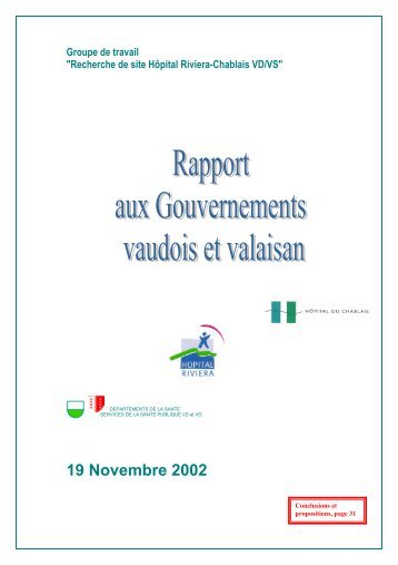 Rapport Boillat - HÃ´pital Riviera-Chablais, Vaud-Valais
