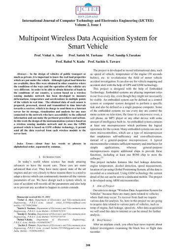 Multipoint Wireless Data Acquisition System for Smart Vehicle