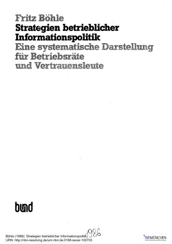 Strategien betrieblicher Informationspolitik. eine ... - ISF München