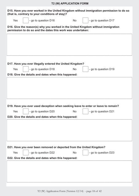 Tier 2 (W) application form - UK Border Agency - the Home Office