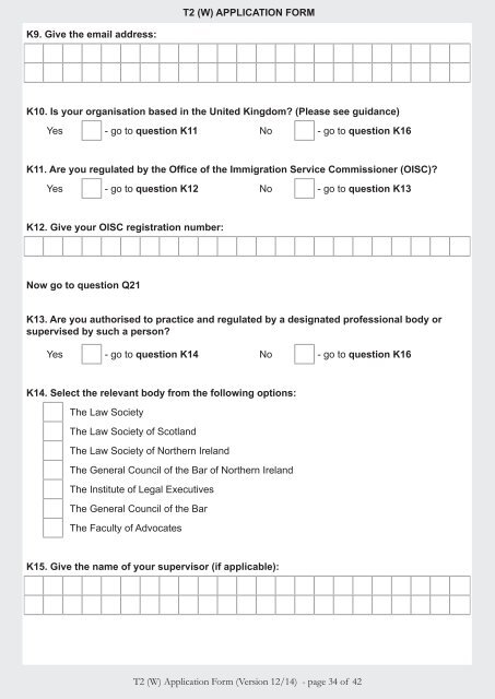 Tier 2 (W) application form - UK Border Agency - the Home Office