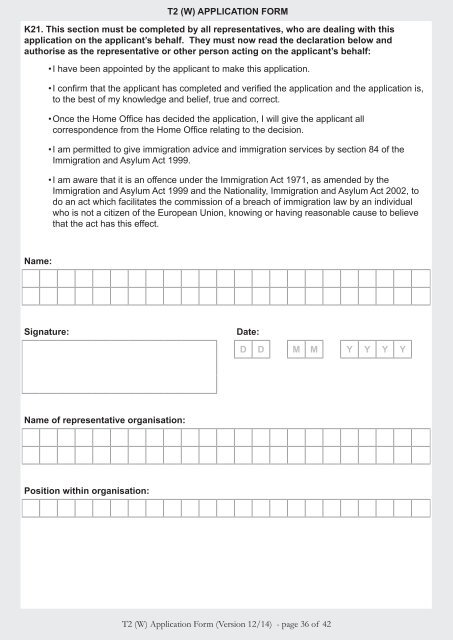 Tier 2 (W) application form - UK Border Agency - the Home Office