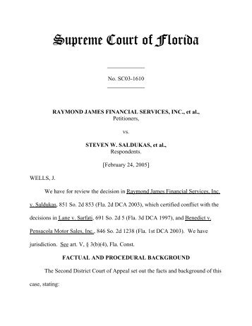 Saldukas v. Raymond James (Florida Supreme Court) - Class Action ...