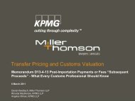 Transfer Pricing and Customs Valuation - Miller Thomson