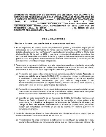 CONTRATO DE PRESTACIÃ“N DE SERVICIOS - Infonavit