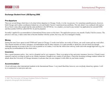 LSE exchange student feedback - Chicago Booth Portal