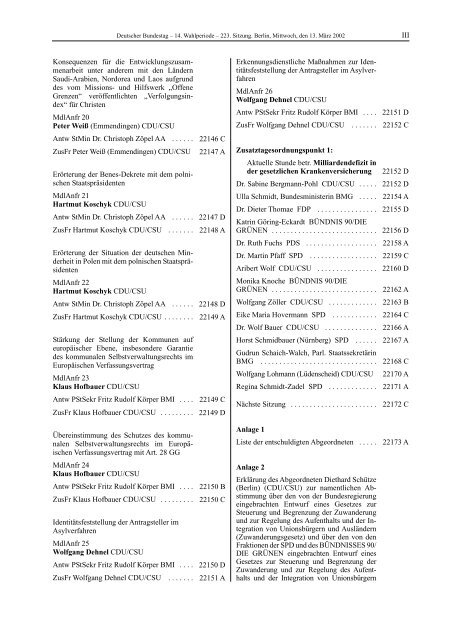 Stenographischer Bericht 223. Sitzung - Deutscher Bundestag