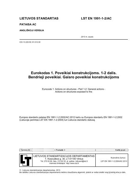 EN 1991-1-2 2002 AC - Standartizacijos departamentas prie AM
