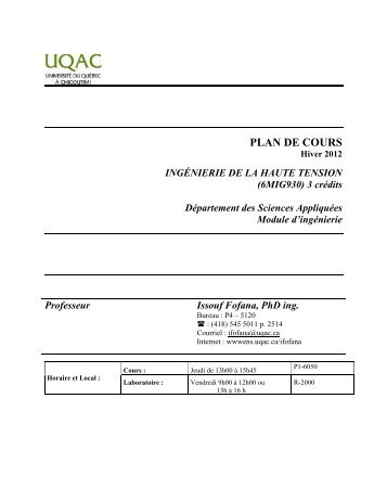 Plan de cours (Syllabus) - UQAC