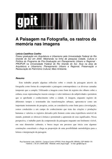 Segundo Georg Simmel, em “A Filosofia da Paisagem” - GPIT