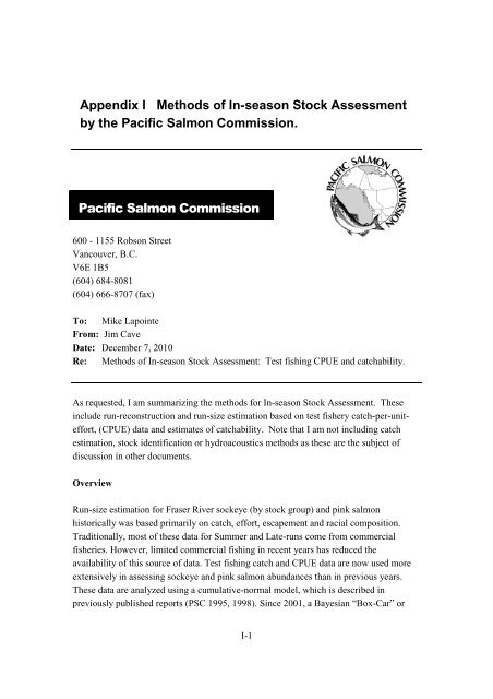 Fraser River Sockeye Fisheries and Fisheries Management - Cohen ...