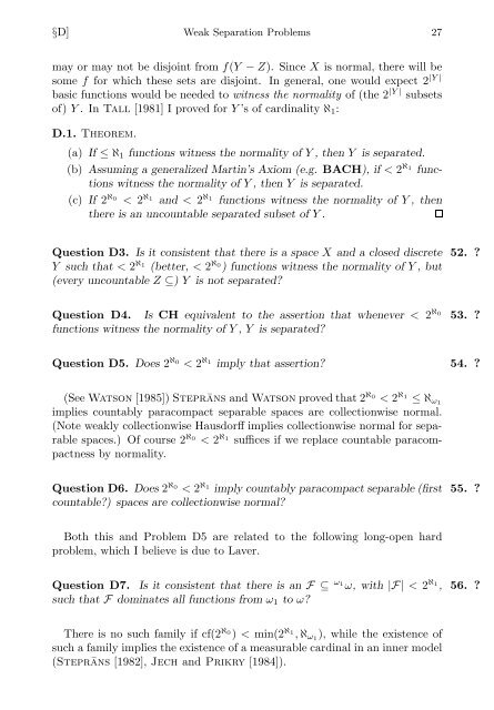 OPEN PROBLEMS IN TOPOLOGY