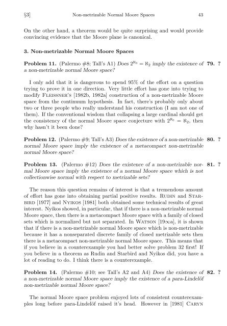 OPEN PROBLEMS IN TOPOLOGY