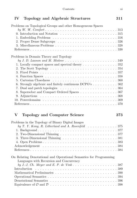 OPEN PROBLEMS IN TOPOLOGY