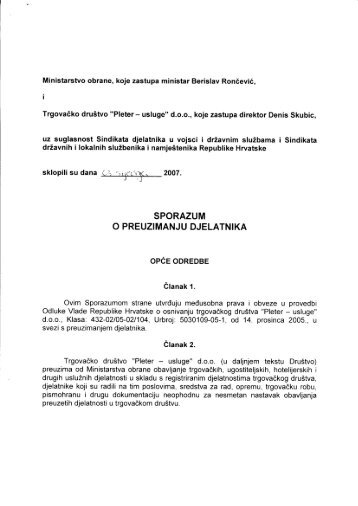 Sporazum o preuzimanju djelatnika u PDF formatu - SDLSN