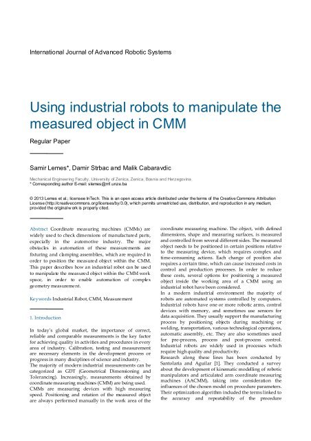 Using industrial robots to manipulate the measured object in CMM