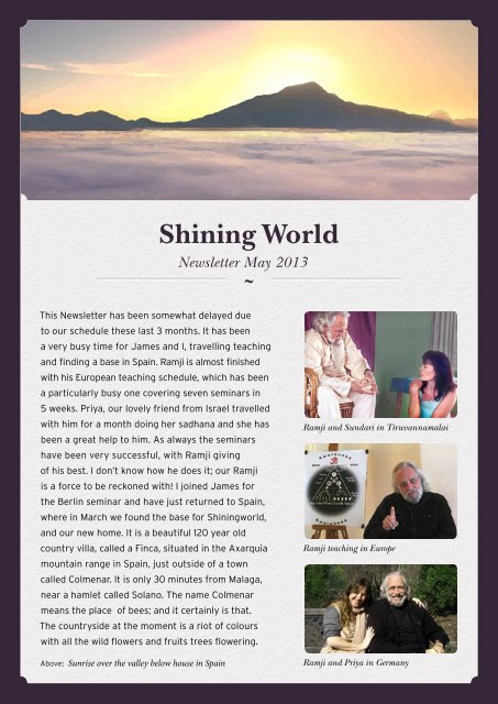 May 2013 Newsletter - Shiningworld