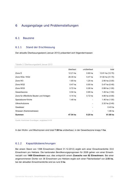 Planungsbericht - Gemeinde Herznach