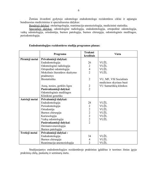 Endodontologija - VU Medicinos fakultetas - Vilniaus universitetas