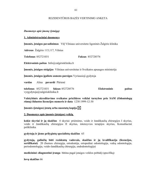 Endodontologija - VU Medicinos fakultetas - Vilniaus universitetas