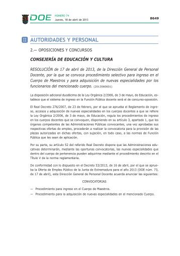 AUTORIDADES Y PERSONAL - Diario Oficial de Extremadura