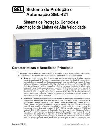 Sistema de ProteÃ§Ã£o e AutomaÃ§Ã£o SEL-421 Sistema de ProteÃ§Ã£o ...