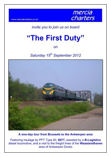 “The First Duty” on Saturday 15 - Mercia Charters