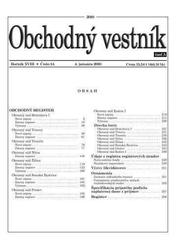 OBCHODNÝ REGISTER Okresný súd Bratislava I - Ministerstvo ...