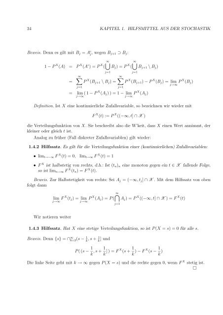 Kapitel 1 Hilfsmittel aus der Stochastik