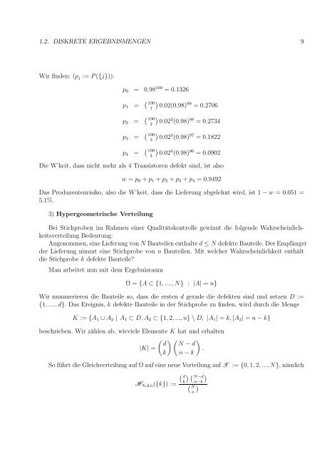 Kapitel 1 Hilfsmittel aus der Stochastik