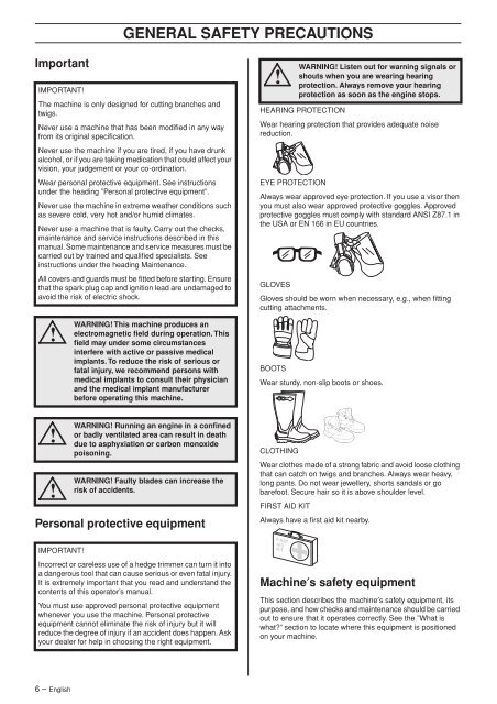 Operator's manual - Jonsered