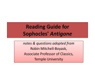 Reading Guide for Sophocles' Antigone