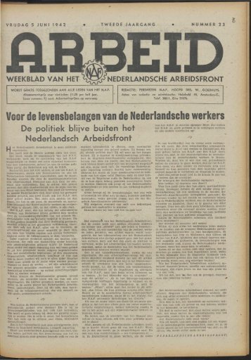 Arbeid (1942) nr. 23 - Vakbeweging in de oorlog