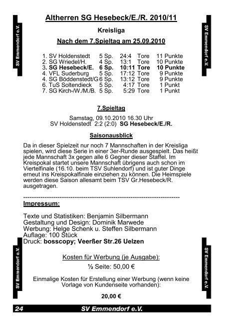 Vorschau Das nächste Heimspiel im Emmendorfer ... - SV Emmendorf