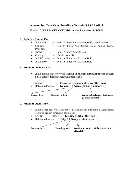Aturan Dan Tata Cara Penulisan Naskah Isas Artikel Ccit Ui Ac Id